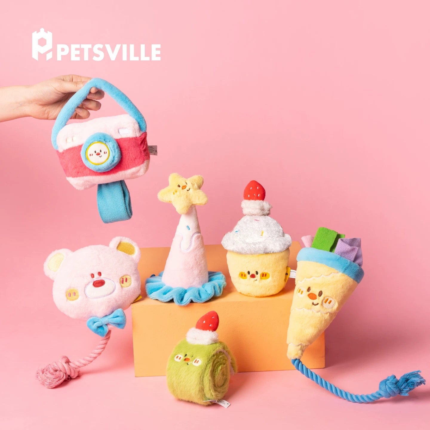 PETSVILLE Party Series - Squeaky, Crinkle & Treat-Hiding Chew Toys